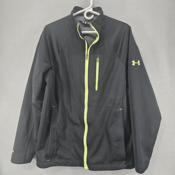 Under Armour Men's Cold Gear Storm 2 Jacket, Black/High Viz, Fleece lined, M - Picture 1 of 12